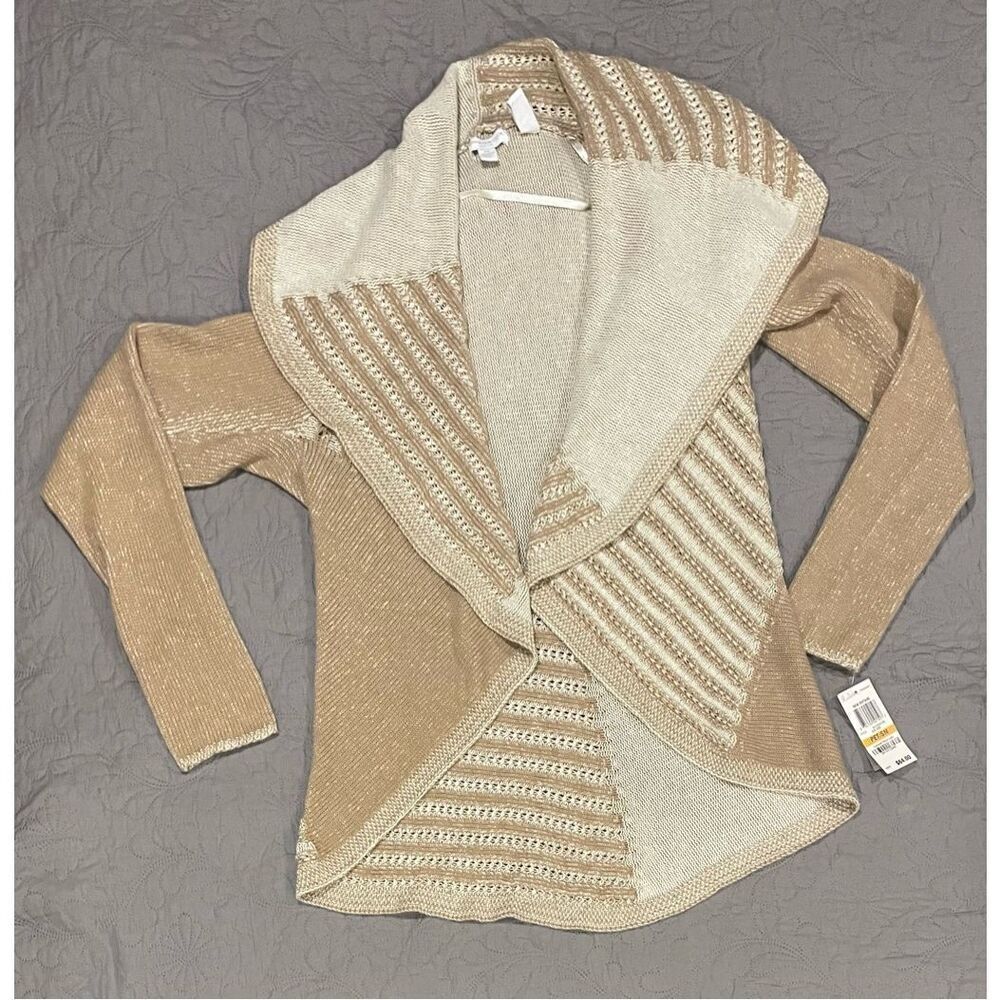 Charter Club Tan Cream Cardigan Sweater Small Medium New